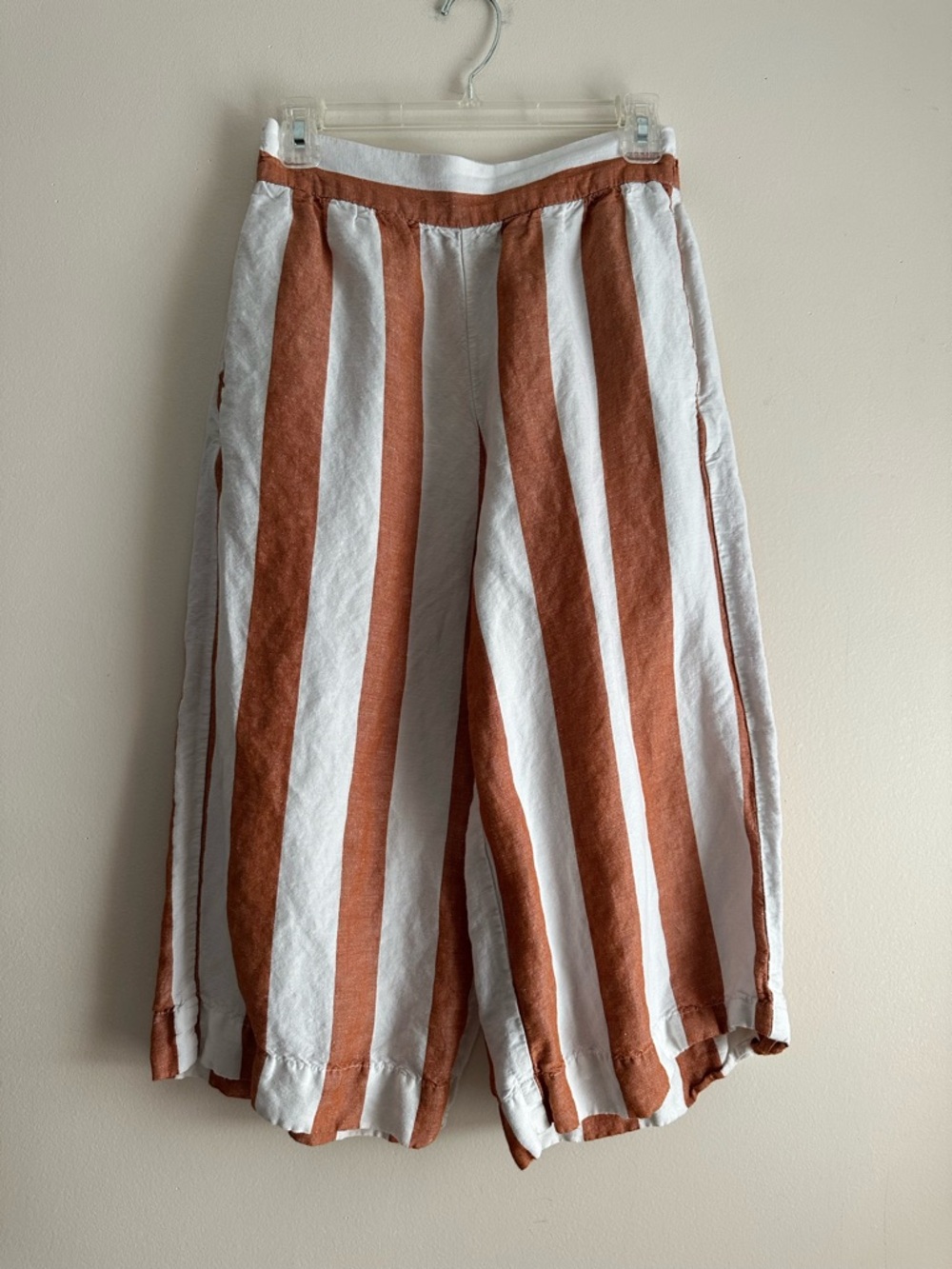 Madewell Wide Leg Striped Pants in Rust and White